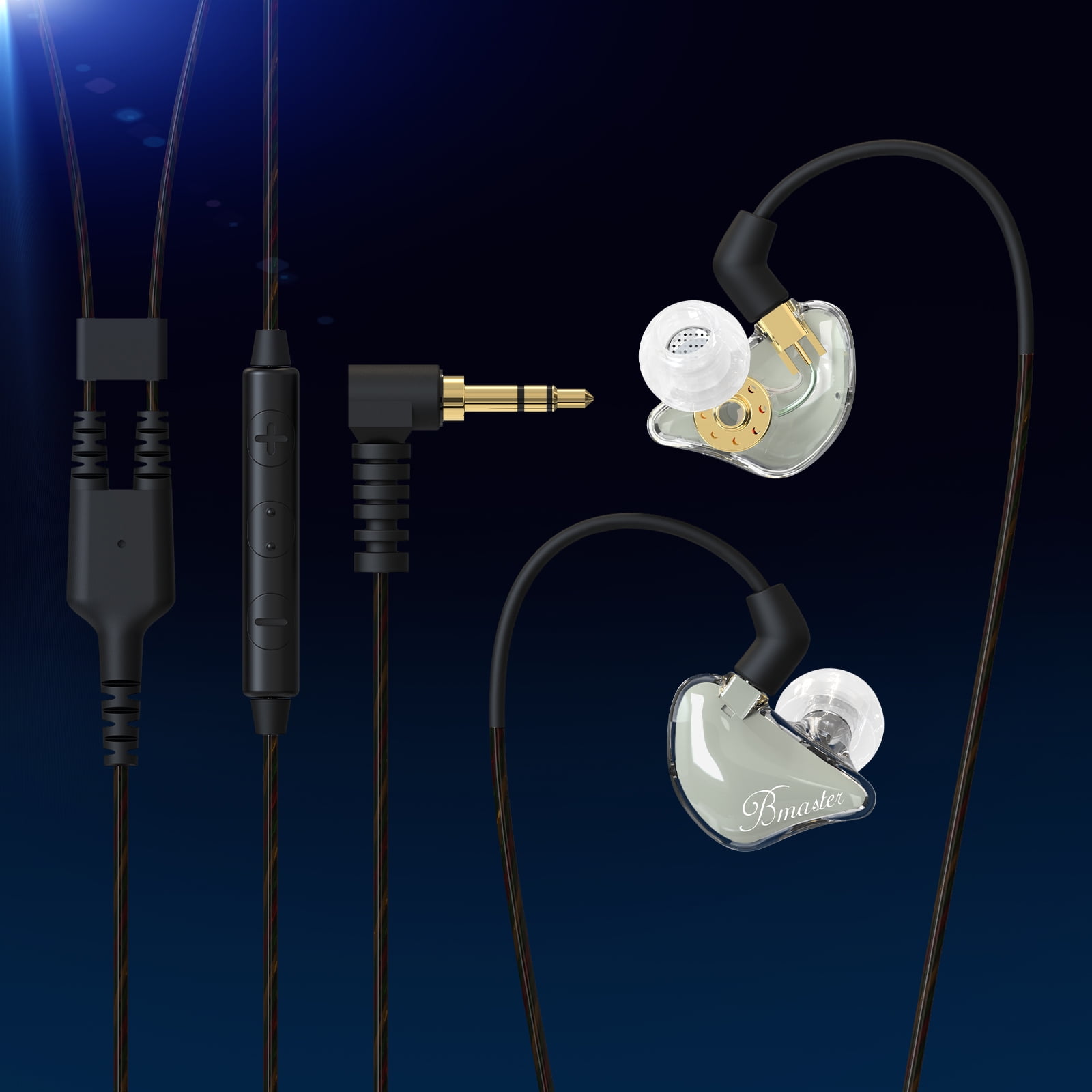 BASN Bmaster Triple Drivers in Ear Monitor Headphone with Two Detachable Cables Fit in Ear Suitable for Audio Engineer, Musician(Gray)