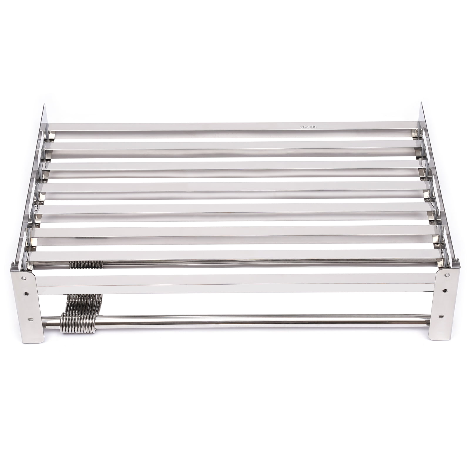 Loyalheartdy Wall Mount Microwave Oven Bracket 201 Stainless Steel Wall Seasoning Shelf w/ 12 Hooks for Kitchen (Silver)