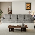thumbnail image 2 of 138'' Gray Corduroy Sectional Sofa, 4 Seater Modern Modular Oversized Upholstered Couch with Comfy Pillows Deep Seat And Square Arm For Living Room Bedroom Apartment Office (Grey, 4 Seater), 2 of 10