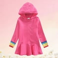 thumbnail image 3 of OGLCCG Girls Hoodie Dress Kids Long Sleeve Solid Color Hooded Sweatshirt Dress Casual Loose Fit Cotton Pullover Dresses 1-10 Years, 3 of 4