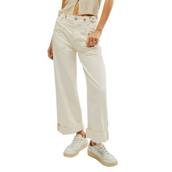 DondPO Women Jeans，Womens Jeans High Waisted Straight Leg Baggy Jeans For Women Trendy 2024 Cargo Pants，High Waisted Jeans Women，Straight Leg Jeans for Women White M Clearance！