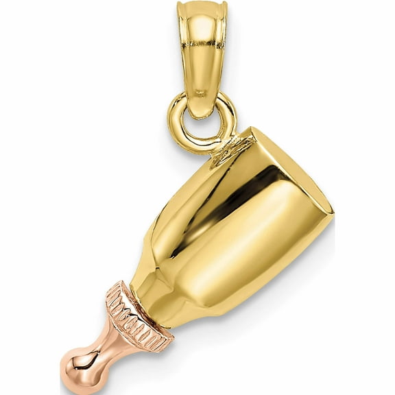 10K Two-Tone Baby Bottle Charm (18.3 X 11.5) Made In United States -Jewelry By Sweet Pea