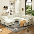 thumbnail image 3 of BedLuxury 111.5” Modular Sectional Sofa with Movable Ottoman, Modern Cloud Couch with Corner Seat for Living Room, 5-Seat, Beige, 3 of 9