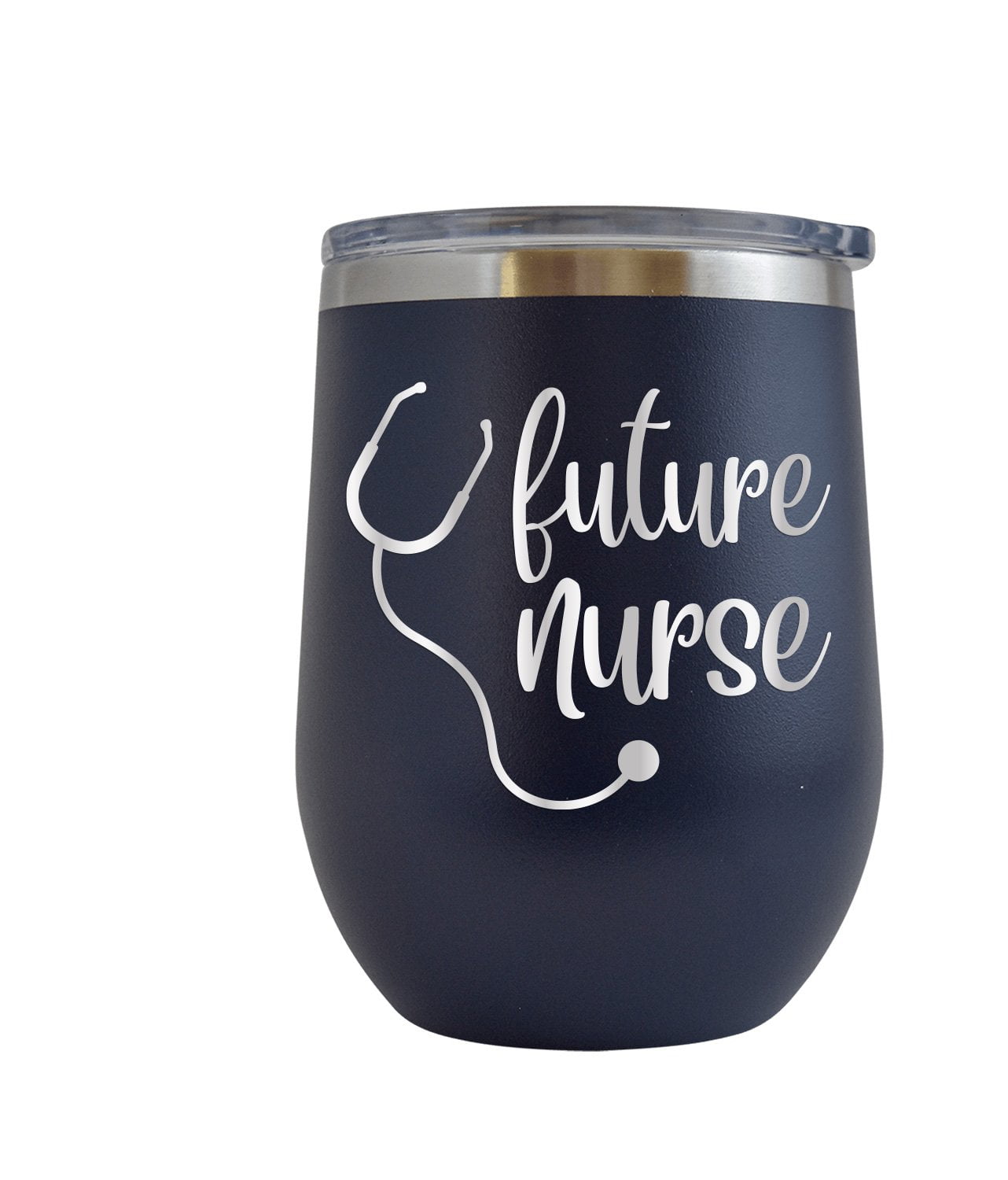 Future Nurse with Stethoscope - Engraved 12 oz Purple Wine Cup