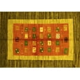 thumbnail image 1 of Ahgly Company Machine Washable Indoor Rectangle Abstract Yellow Contemporary Area Rugs, 4' x 6', 1 of 4