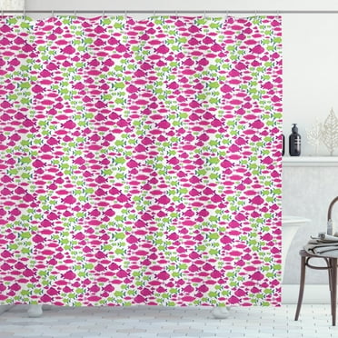 Ambesonne Fish Shower Curtain, Tropical Ocean Diving, 69"Wx70"L, Apple Green Magenta