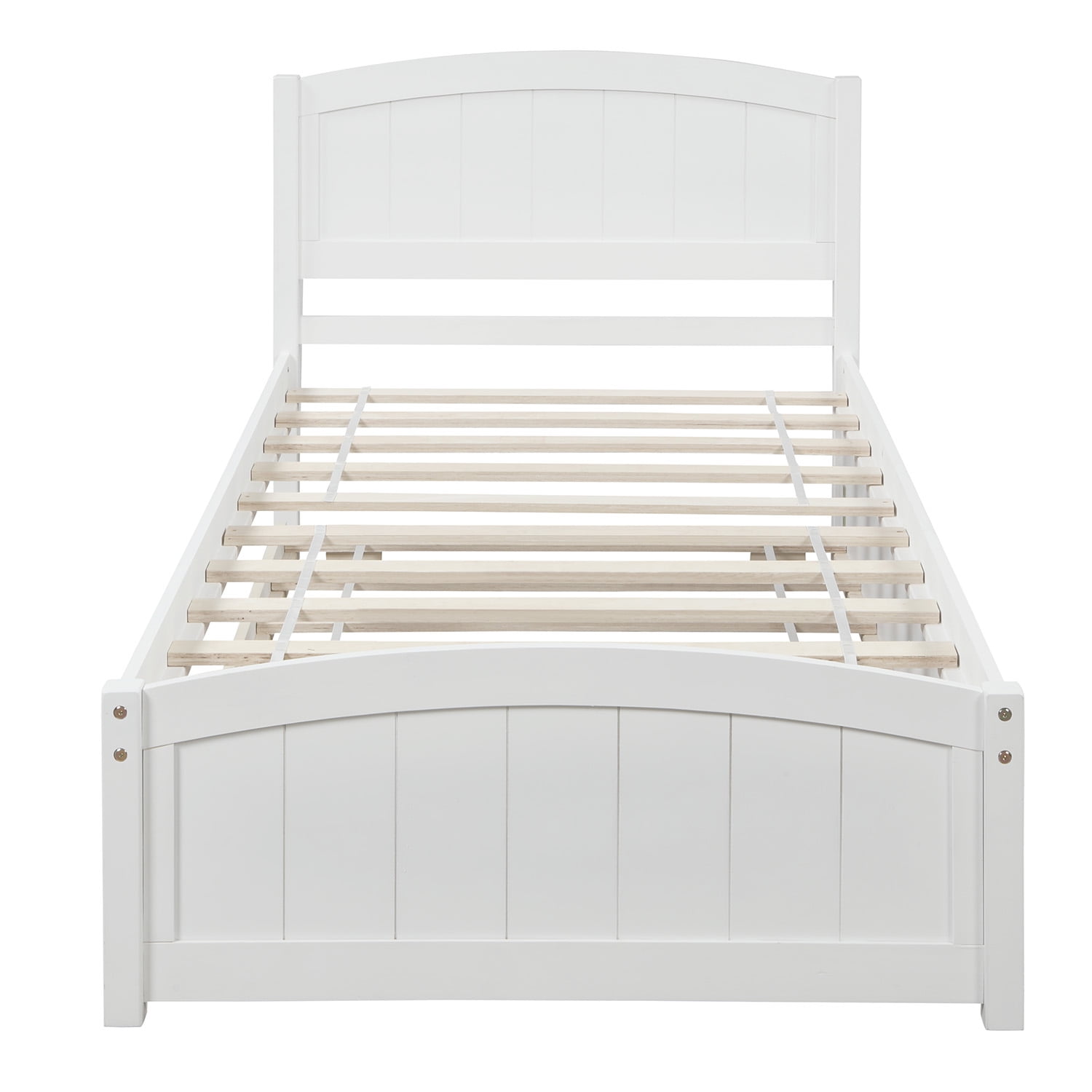 Holaki Wood Twin Size Bed with Trundle for Kids , White