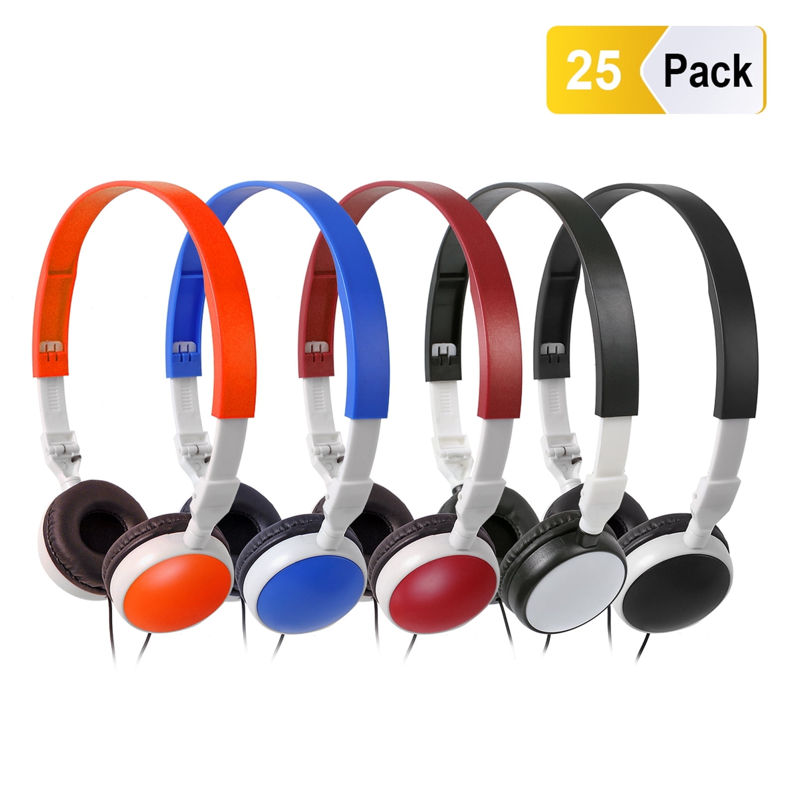 Classroom Headphones in Bulk 25 Pack Keewonda 3.5mm Wired Headphones Multicolor for Students School