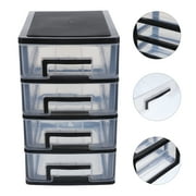 Sparsain Four-Tier Plastic Storage Cabinet with Drawer, Multi-Function Portable Dustproof Closet, Storage Furniture (Black and Transparent)