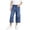 Blue, variant on Kids Unisex Elastic Waist Cropped Denim Pants Boys Girls Casual Loose Fit Capri Jeans for School 5-15Y