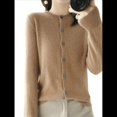thumbnail image 2 of Suéter de Larga con Cuello Redondo de Color Liso para Mujer, Chaqueta de Punto Combinable para y Otoño Camello Dorado L, 2 of 8