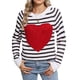 thumbnail image 3 of Suéter de Mujer con Estampado de Corazones, Larga, Cuello Redondo, Tejido de Punto Acanalado, Estilo Casual. y Negro XL, 3 of 8
