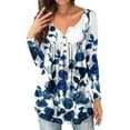 thumbnail image 1 of Skksst Womens Long Sleeve Buttons Tunic T Shirt Casual Floral Swing Blouse Tops, 1 of 2