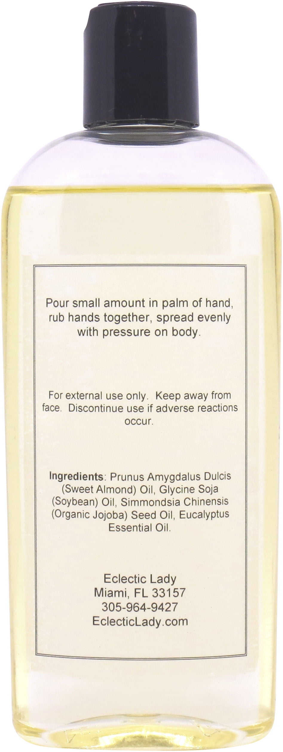 Eucalyptus Massage Oil by Eclectic Lady, 8 oz, Sweet Almond Oil and Jojoba Oil