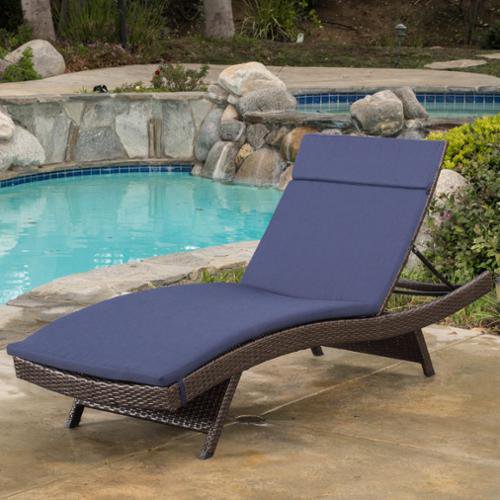 Christopher Knight Home Toscana Outdoor Wicker Adjustable Chaise Lounge with Colored Cushion