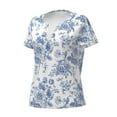 thumbnail image 5 of Honeii Rose Flowers Print Women's V-Neck T-Shirt,Short Sleeve V Neck Tees Tops for Women , Perfect for Work, Travel, and Everyday Wear, 5 of 7