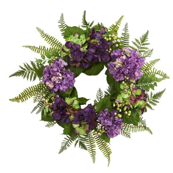 24" Hydrangea Berry Wreath - Purple