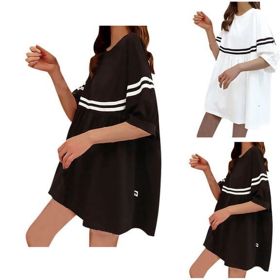 HBGVBA Maternity Casual Dress,Maternity Short Sleeve Dress,Crew Neck A-Line Loose Fitted Casual Dress for Summer