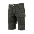 thumbnail image 3 of X RAY Men's Jean Shorts Biker Denim Short Jeans for Men Moto Slim Fit Stretch Ripped Casual Knee Length Hem, Olive Camo, Frayed Hem, 3 of 7