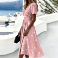 thumbnail image 5 of Summer Dresses for Women Casual Short Sleeve Wrap V Neck Sundress A-Line Beach Vacation Dresses 2026, 5 of 7