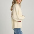 thumbnail image 3 of NJWS Women Lobster Sweater Cardigan Button Front Shawl Collar Chunky Knit Top with Pockets Fall Winter, 3 of 5