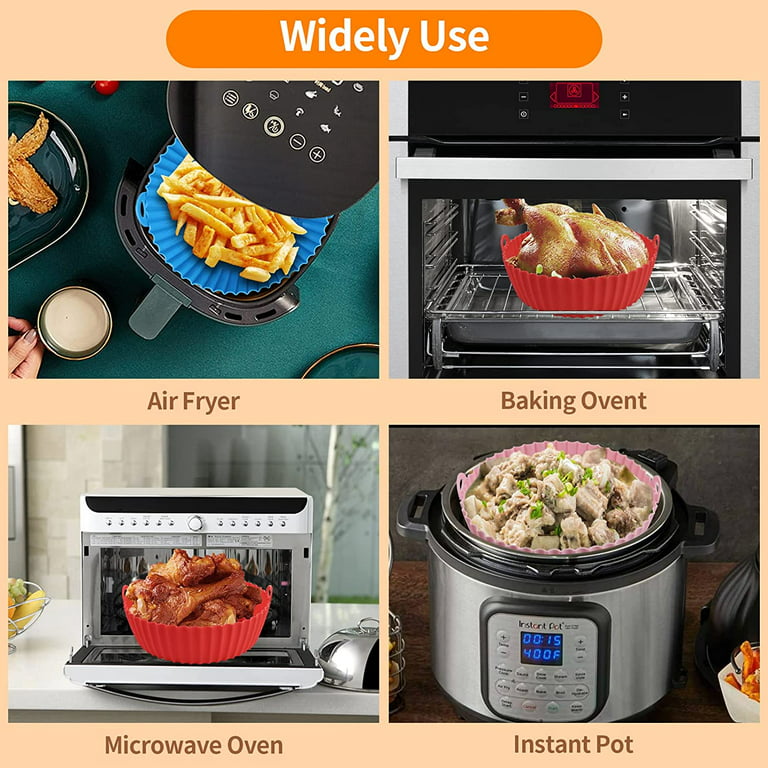 3-Pack Air Fryer Silicone Pot, 8.5 inch Air Fryer Basket, Food Grade Air  Fryer Accessories, Reusable Air Fryer Liner, Replacement of Parchment Liners,  No Need to Clean the Air Fryer(for 5QT or