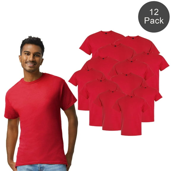 Gildan Ultra Cotton T-Shirt for Men's, Short Sleeve Crew Neck, Classic Fit Red Tee, S, 12 Pack
