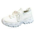 thumbnail image 3 of Womens Mesh Running Shoes Breathable Chunky Tennis Shoes Lightweight Slip on Sock Sneakers Lace up Casual Orthopedic Walking Shoes White Size 7.5, 3 of 8