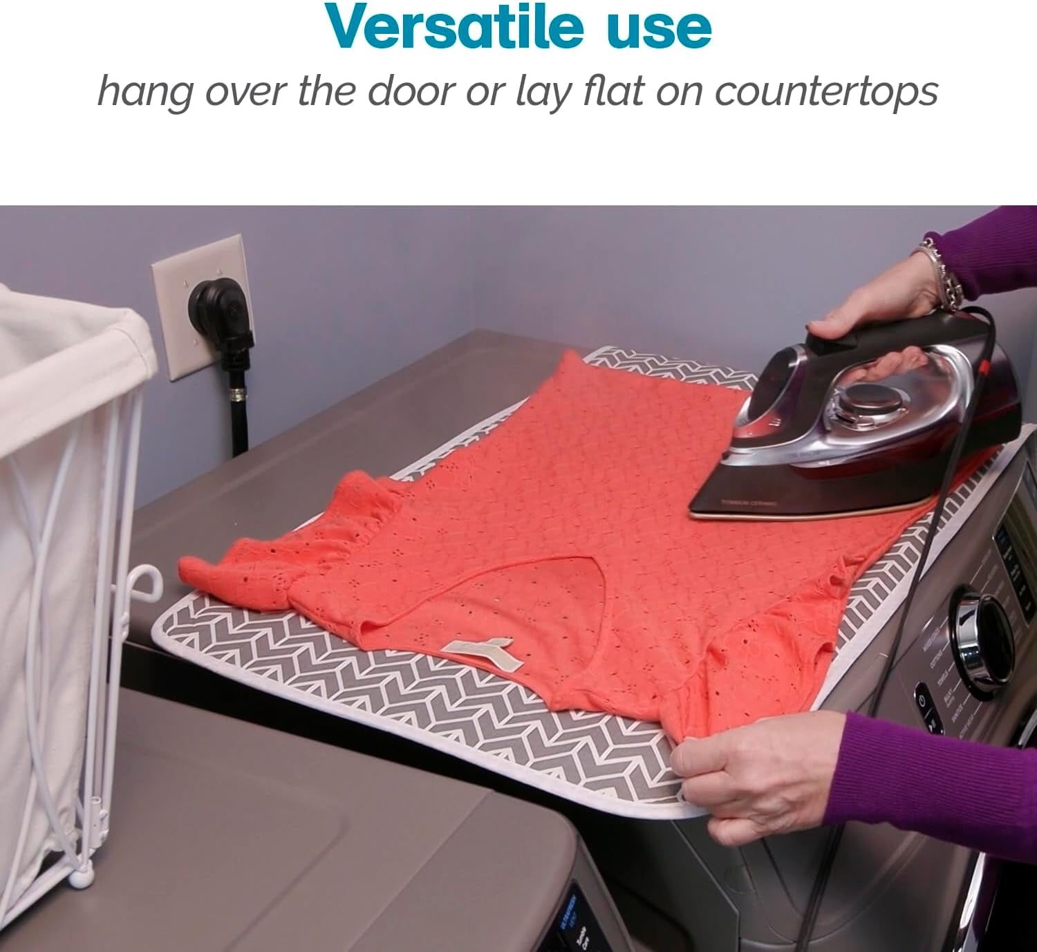 Polder Over-The Door Steaming Station, Cotton Cover, Large Steaming Surface Perfect for at Home and Folds Compact for Travel