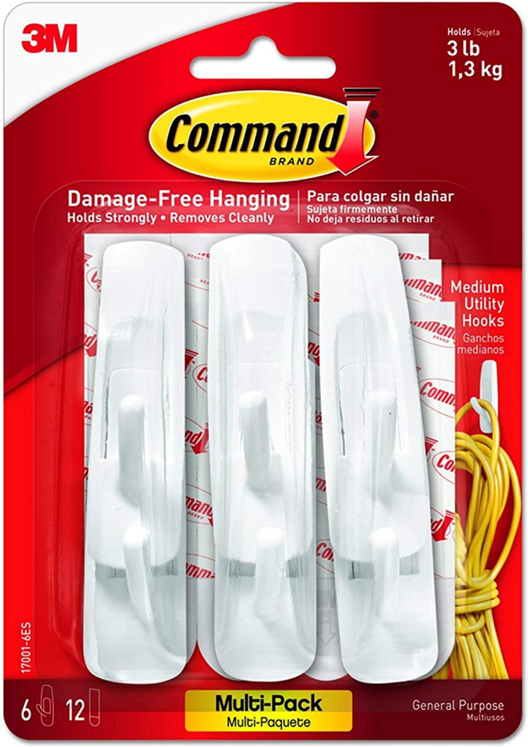 Command Strips 17001-VP-6PK Medium Command Hooks Value Pack 6 Count 