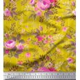 thumbnail image 1 of Soimoi Rayon Fabric Stripe,Leaves & Rose Floral Fabric Prints by Yard 56 Inch Wide, 1 of 3