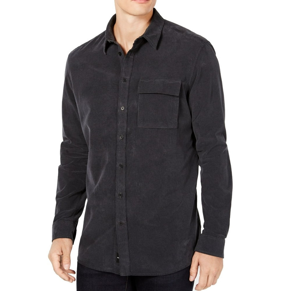 DKNY Mens Shirt Large Corduroy Button Down One Pocket L