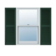 14 1/2"W x 66"H Lifetime Vinyl, Custom Straight Top Center Mullion, Open Louver Shutters, w/Shutter-Loks (Per Pair), Midnight Green
