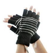 DYFZDHU Laptop Women Men USB Heated Mitten Full&Half Finger Winter Warm Knit Hand Gloves Black