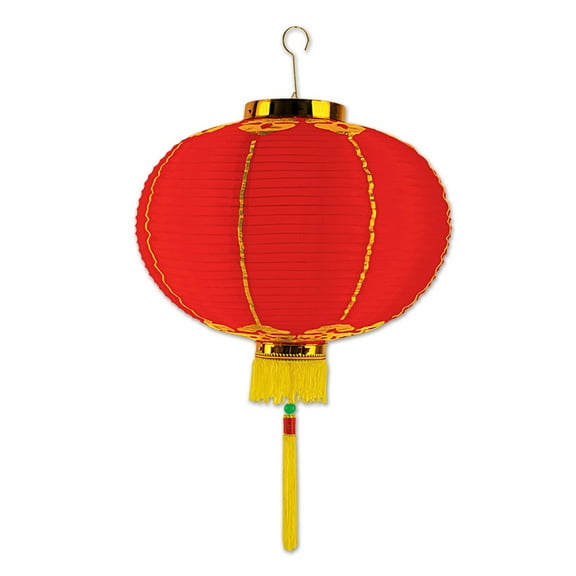 Beistle Pack of 6 Red and Gold Lantern Hanging Decor with Tassels 16"
