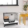 thumbnail image 2 of PawHut 2-Level Guinea Pig Cage for Small Animals, Black 28"H, 2 of 10