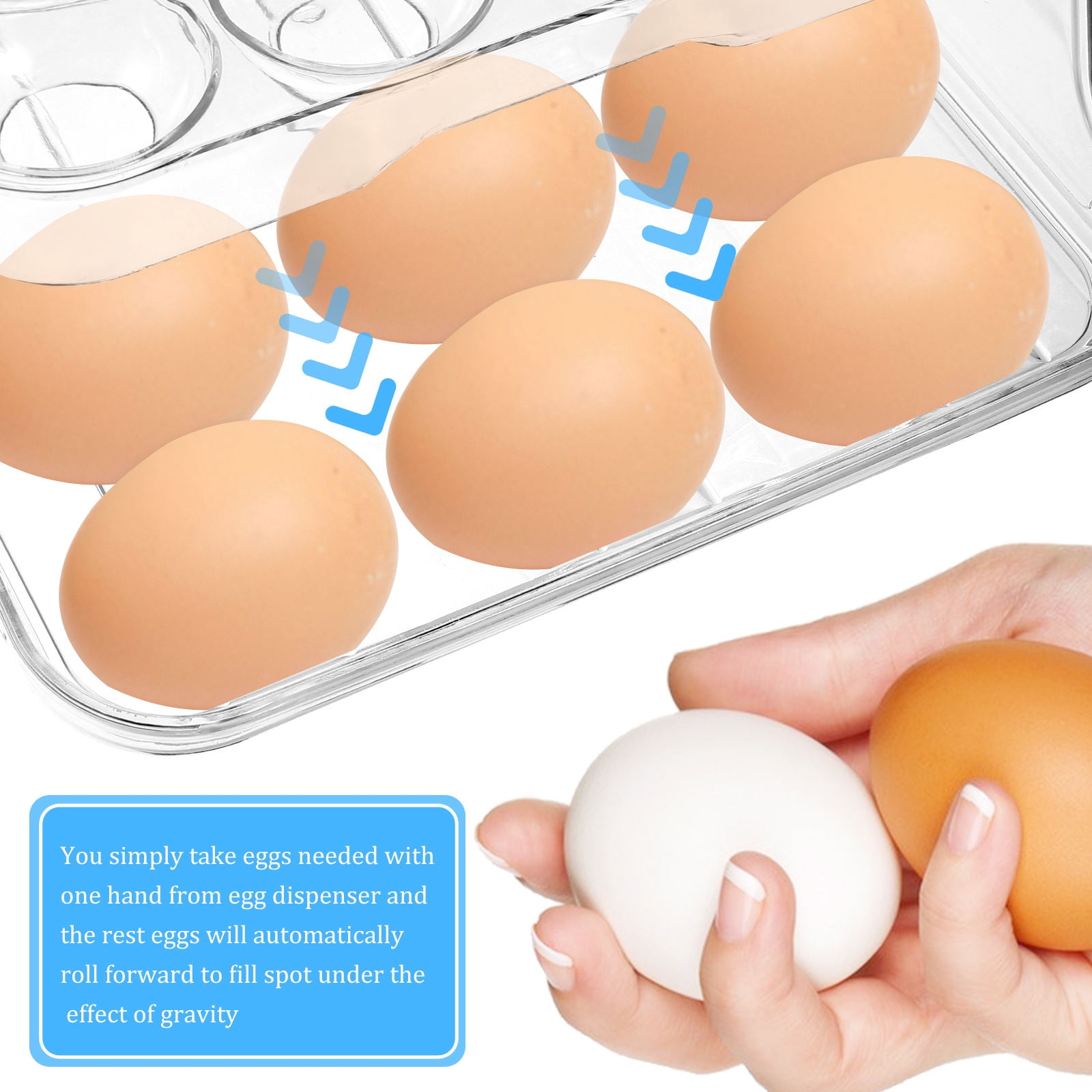 Raindrops Transparent PET Egg Holder with Double Layer Design for Flexible Storage and Easy Observation 2Layer 7.8"x4.3"x2.8"