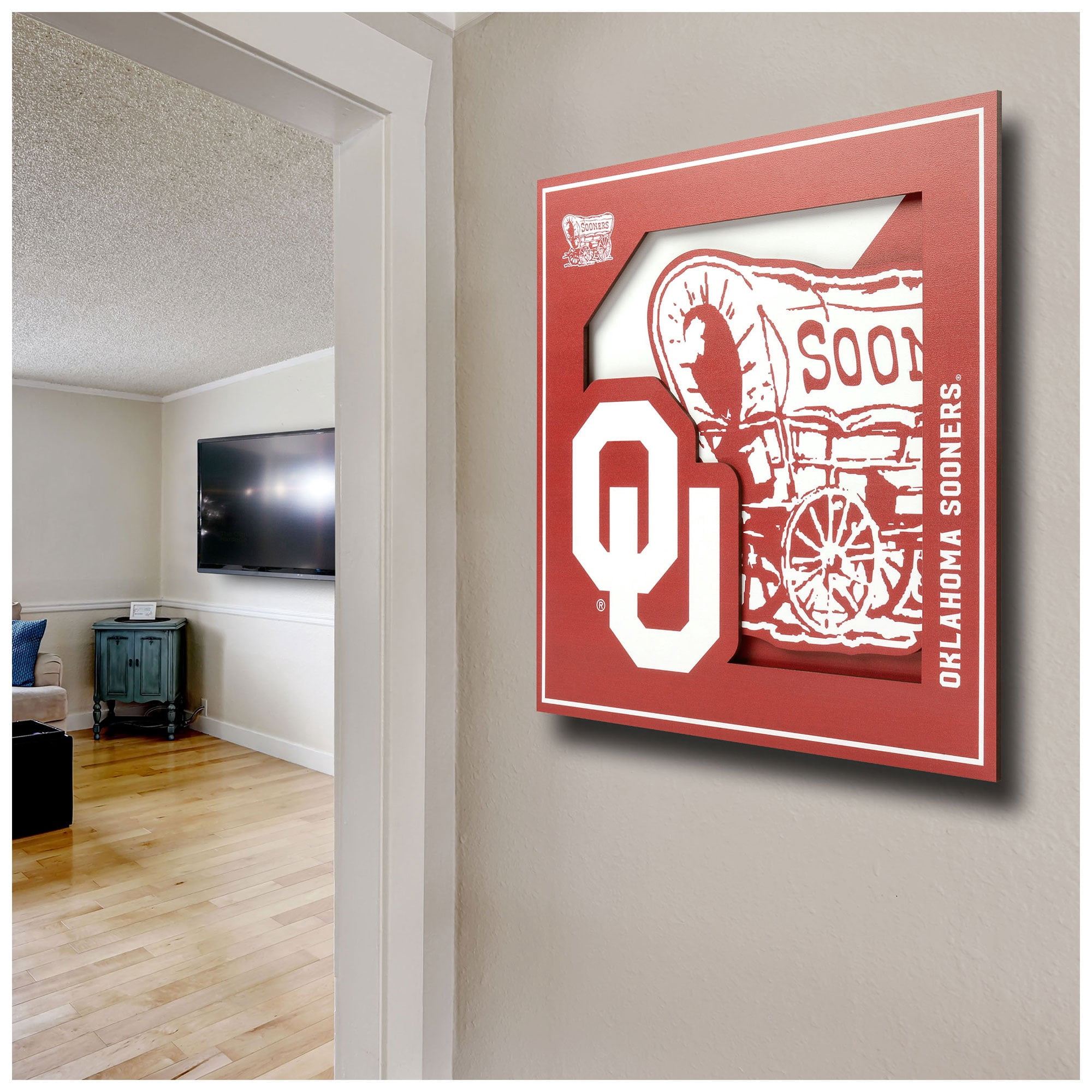 YTF NCAA Oklahoma Sooners 3D Logo Series Wall Art 12X12