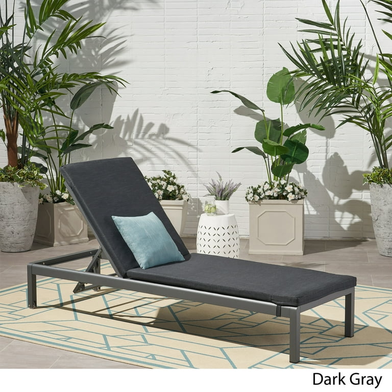 Noble House Cape Coral Outdoor Chaise Lounge in Dark Gray