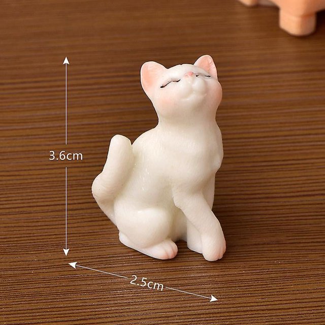 2 Piezas De Gatitos Realistas Creativos Micropaisajes Artesanías De Resina Dibujos Animados Lindos Gatitos Simulación Animal Accesorios De Bolas De Cristal, Beso Gato Blanco