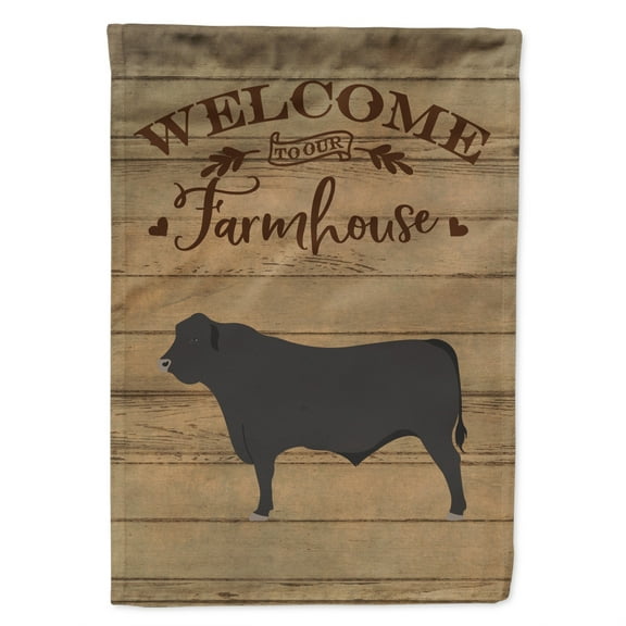 Black Angus Cow Welcome Flag Canvas House Size