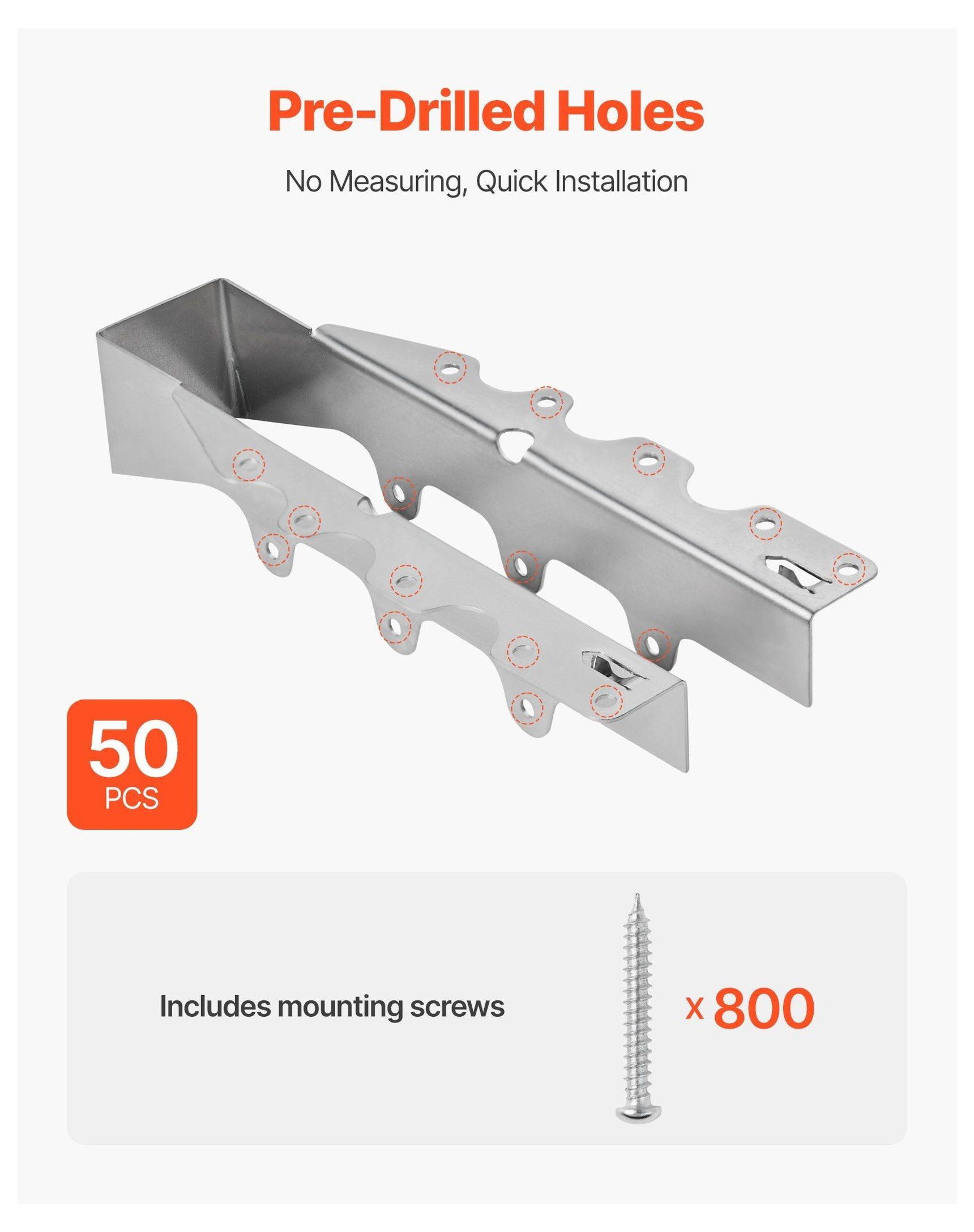 Joist Hangers 50 Pcs, Face Mount 1.57x7.83in, Heavy Duty Steel Rafter Ties, Wood Connector Brackets for Beams, Garden Structures, Decking, Indoor & Outdoor Use