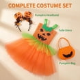 thumbnail image 6 of LIIPEE Girls Halloween Costumes Kids Pumpkin Graphic Princess Dresses Headband And Bag Dress Up Clothes,3-4 Years, 6 of 9