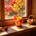 thumbnail image 2 of WNEXOPE Artificial Pumpkin Maple Leaves Arrangement, Fall Table Centerpiece Decor for Thanksgiving Halloween Party, Handcrafted Home Ornament, 2 of 6