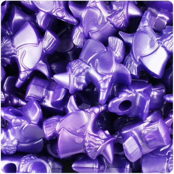 BeadTin Dark Purple Pearl 24mm Halloween Witches Pony Beads (24pcs)