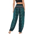 thumbnail image 4 of Pantalones con forro polar Gibobby para mujer informales con estampado y cordón Verdinegro M, 4 of 4