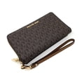 thumbnail image 4 of Michael Kors Jet Set Travel Medium Signature Pvc Medium Zip Around Phone Holder Wristlet Wallet (Brown Signature), 4 of 6
