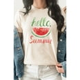 thumbnail image 2 of Hello Summer Watercolor Watermelon Graphic Tee T-Shirt, 2 of 4