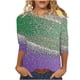 thumbnail image 2 of Xuyuer 2025 Womens 3/4 Sleeve Tops Mardi Gras and Christmas Costumes Fashion Round Neck Blouse, 2 of 6