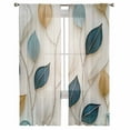 thumbnail image 3 of Blue Beige Leaf Sheer Curtains 84 Inches Long 2 Panels Set, Window Sheer Curtains for Living Room/Bedroom, Farmhouse Summer Botanical Watercolor Light Filtering Rod Pocket Curtain 52'' x 84'' x 2, 3 of 7
